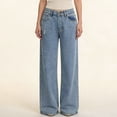 thumbnail image 2 of LWavelet Women High Waisted Wide Leg Jeans Off White Washed Minimalist Denim Pants Loose Fit Casual Daily Wear Jeans Light Blue M, 2 of 4