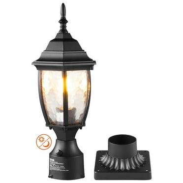 VEVOR Dusk to Dawn Outdoor Post Light, 15.75 in Height, Waterproof Lamp Post Light Fixture with 5.5 in Pier Mount Base Glass Shade, Lightning-proof Exterior Pole Column Light