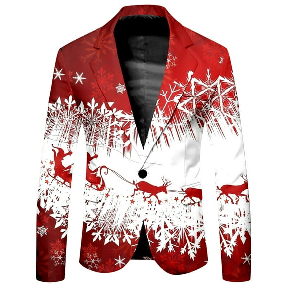 Men Christmas Printed Suite for Man Suit for Business and Suit Set for Men foreign Trade Loose and Mens Wool Suit Comfortable Fashionable Jacket