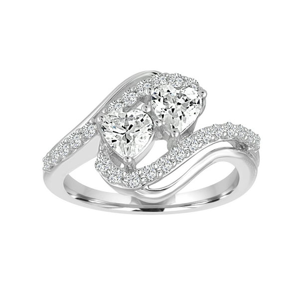 Brilliance Fine Jewelry Simulated Diamond Sterling Silver 2Stone Heart