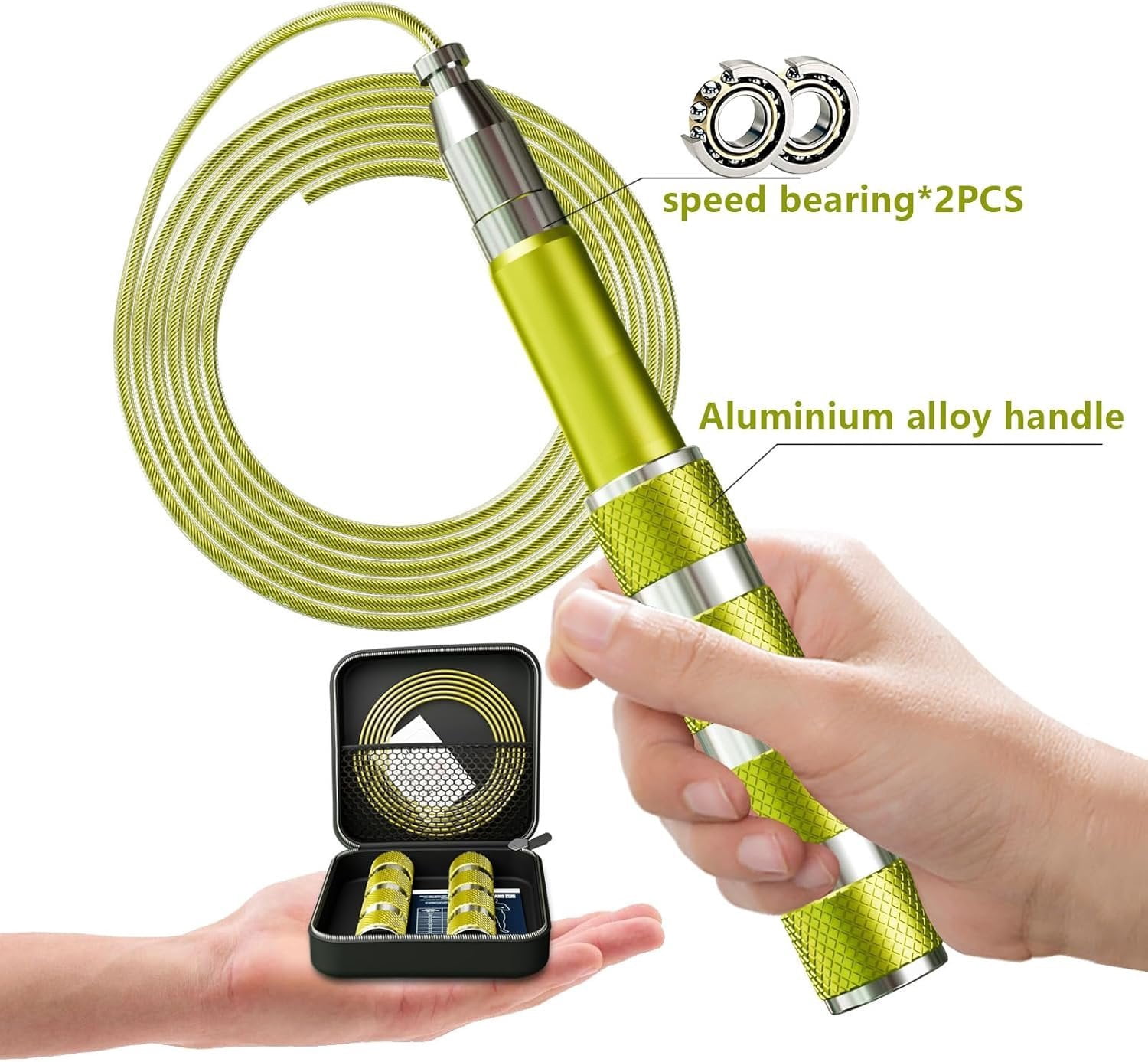 Retractable Jump Rope - No Tool Adjustable, Fits in Pocket, -Free Steel  for Travel & Gym
