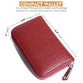 thumbnail image 4 of Credit Bank Card Holder Rfid Blocking Genuine Leather Mini Credit Card Wallet Purse with Zipper Womens Small Id Compact Slim Blocked Zip Accordion Case Wallets for Women Men (Wine Red), 4 of 5