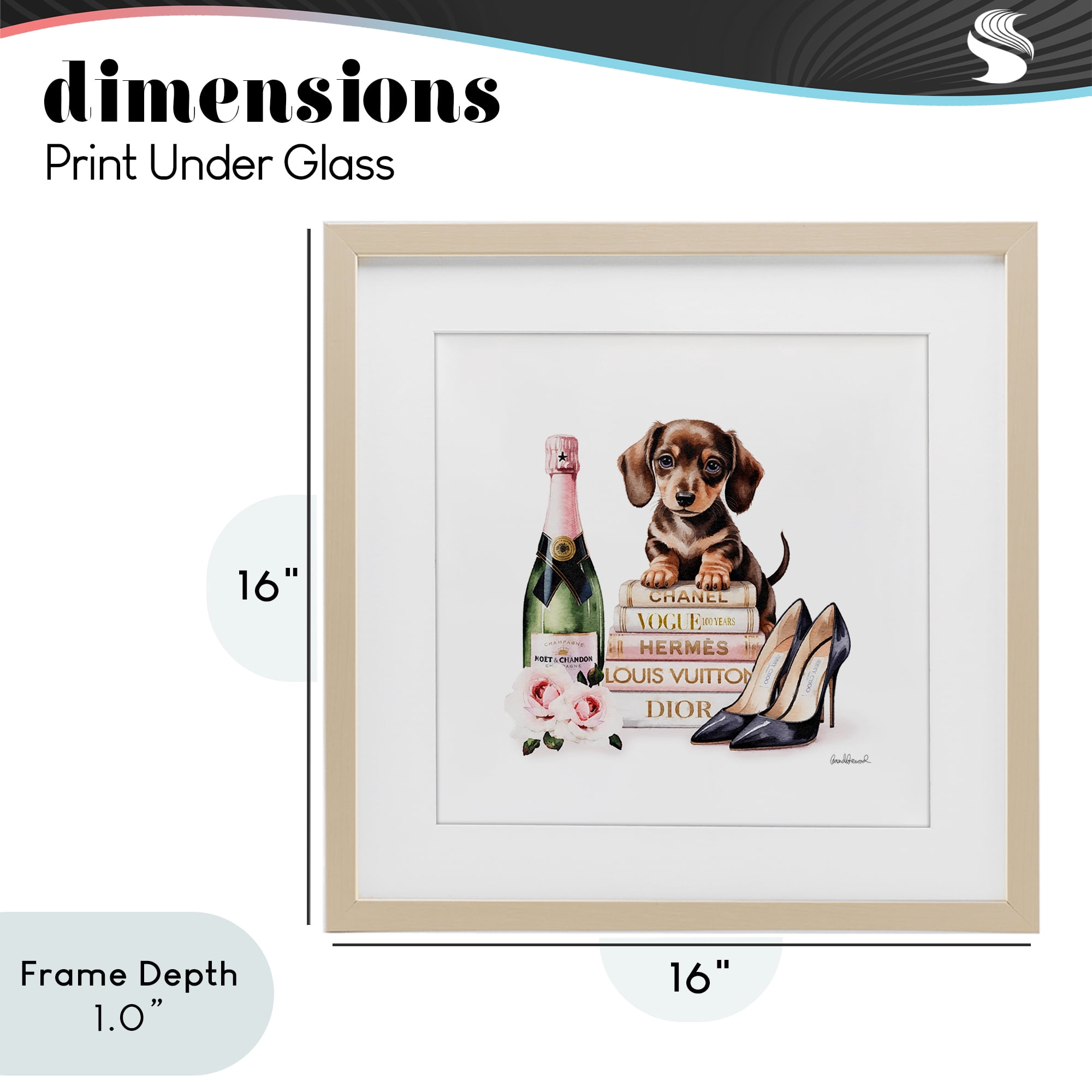 Stupell Industries Luxury Books & Puppy Birch Framed Print Under Glass, design by Amanda Greenwood