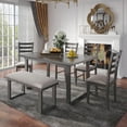 thumbnail image 2 of Euroco 6-Pieces Family Furniture Set, Solid Wood Dining Room Set with Rectangular Table,4 Chairs & Bench,Modern Kitchen Table Set for 6, 2 of 7