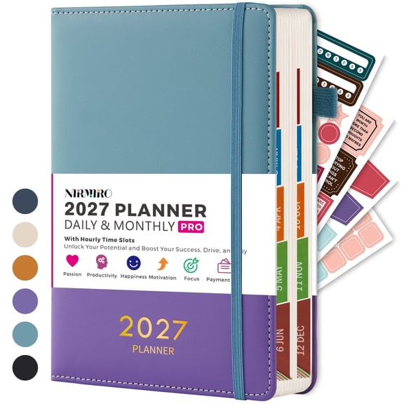 ROBCURSE 2027 Planner/Calendar, Daily and Monthly Planner from January 2027 to December 2027, with Hourly Schedules, 4 Stickers, Monthly Tabs, Daily Organizer for Home Office School, 5.5" X 8.3"