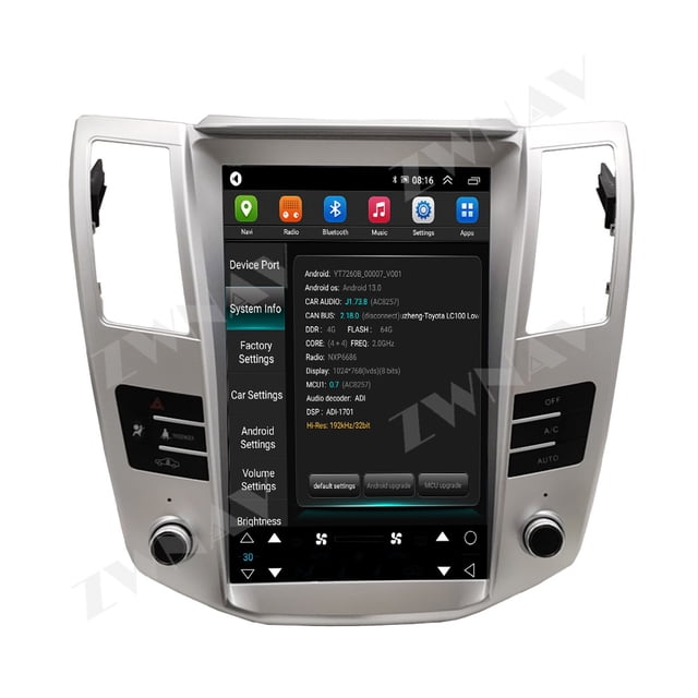 ZWNAV 12.8 inch car radio for Lexus RX330 2004-2008 Android 13 CarPlay GPS Navigation Multimedia Player Head Unit