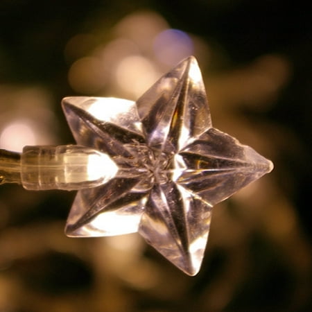 Christmas Lights Stars String Lights Battery Operated 7 Foot Silver Wire Warm White - Walmart.com