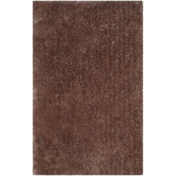 SAFAVIEH Luxe Paxton Solid Plush Polyester Shag Area Rug, Taupe, 2' x 3'