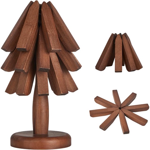 Salvamanteles de madera para platos calientes, 3 piezas de manteles de madera plegables naturales, juego de salvamanteles de madera de nogal, regalo de inauguración de la casa
