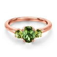 thumbnail image 3 of Gem Stone King 18K Rose Gold Plated Silver Green Tourmaline and Green Peridot Engagement Ring for Women | 1.11 Cttw | Oval 7X5MM | Gemstone October Birthstone | Size 9, 3 of 6