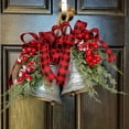 thumbnail image 4 of KAKA 2025 2 Pieces 4" Mini Christmas Wreath - Red Berry with Red and Black Buffalo Plaid Bow, Jingle Bells Embellished, Farmhouse Cabinet Wreaths for Kitchen, Holiday Xmas Party Decorations, 4 of 6