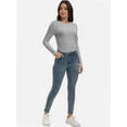 thumbnail image 6 of Womens Pullover Long Sleeve Crewneck Shirts Ribbed Knit Slim Fitted Casual Jumper Tops, 6 of 6