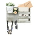 thumbnail image 2 of Wall Vintage Wooden Mail Shelf With 3 Key Hooks, Olive Green, 2 of 5