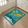 thumbnail image 3 of ODIKA 3'x5' Washable Area Rug Large Map Top Ocean Educational Explorer Playroom Classroom for Hallway, Laundry Room, Non-Slip, Flatweave, Easy Care, 3 of 7