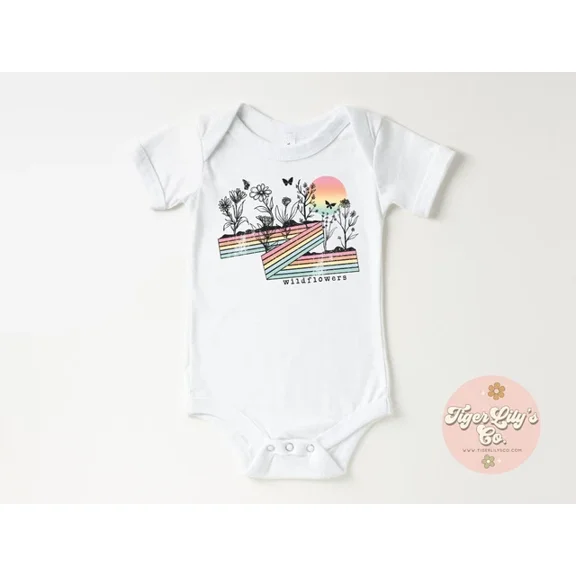 Baby Bodysuit BELLA CANVAS Wildflowers Baby Bodysuit-Retro Boho Floral-Carters Baby Bodysuit