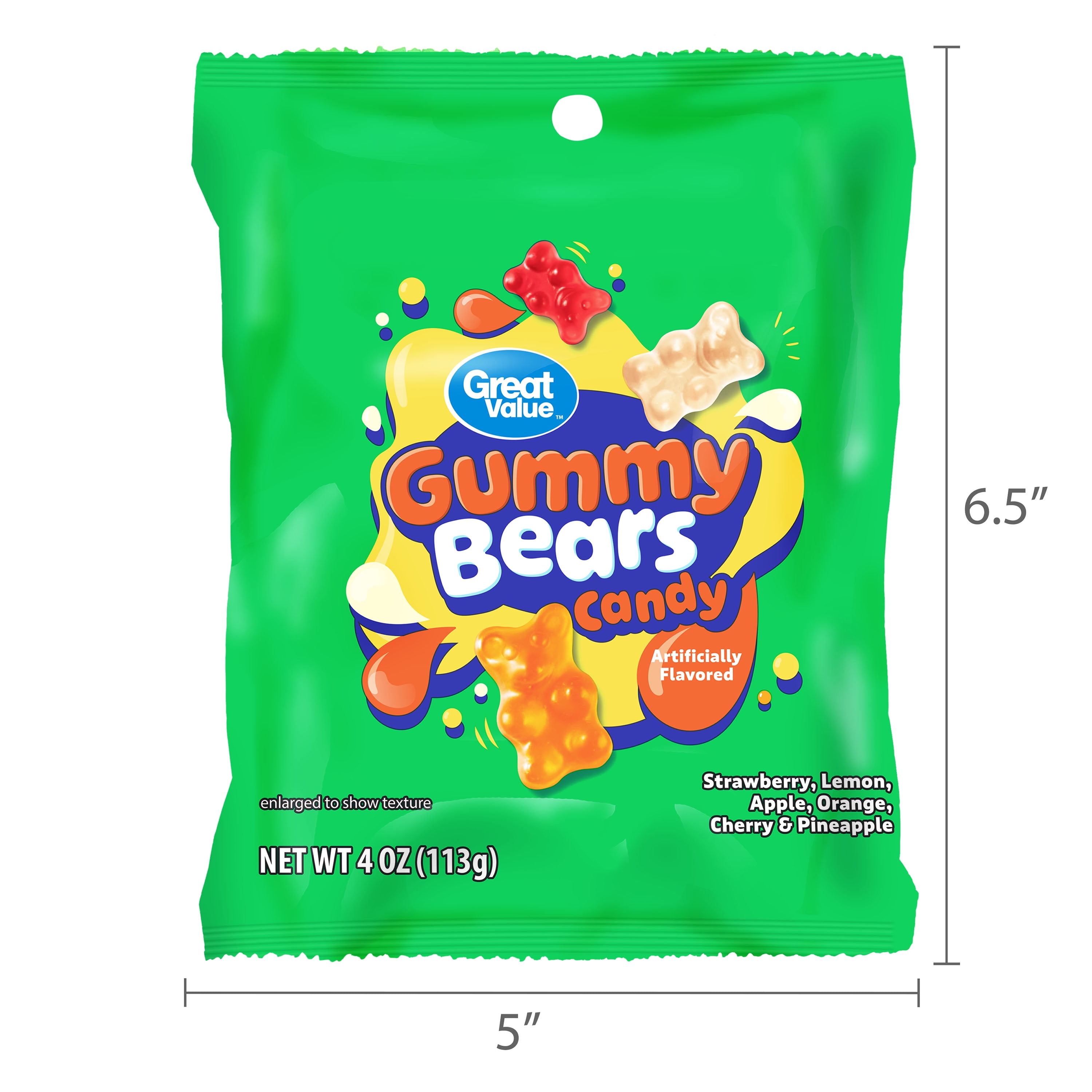 Great Value Gummy Bears Chewy Candy, 4 oz