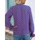 thumbnail image 5 of Blusa de Estilo Bohemio con Cuello en V y Mangas Largas, Estilo Floral, Informal, Holgada, de Verano, con Mangas Abullonadas para Mujer. Púrpura L, 5 of 6