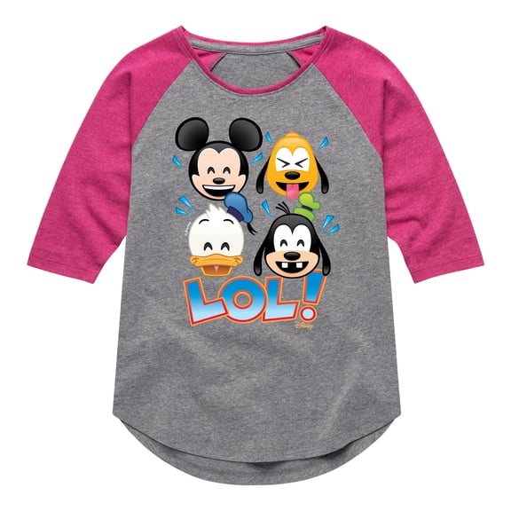Disney Emoji - Lol Emojis - Toddler And Youth Girls Raglan Graphic T-Shirt