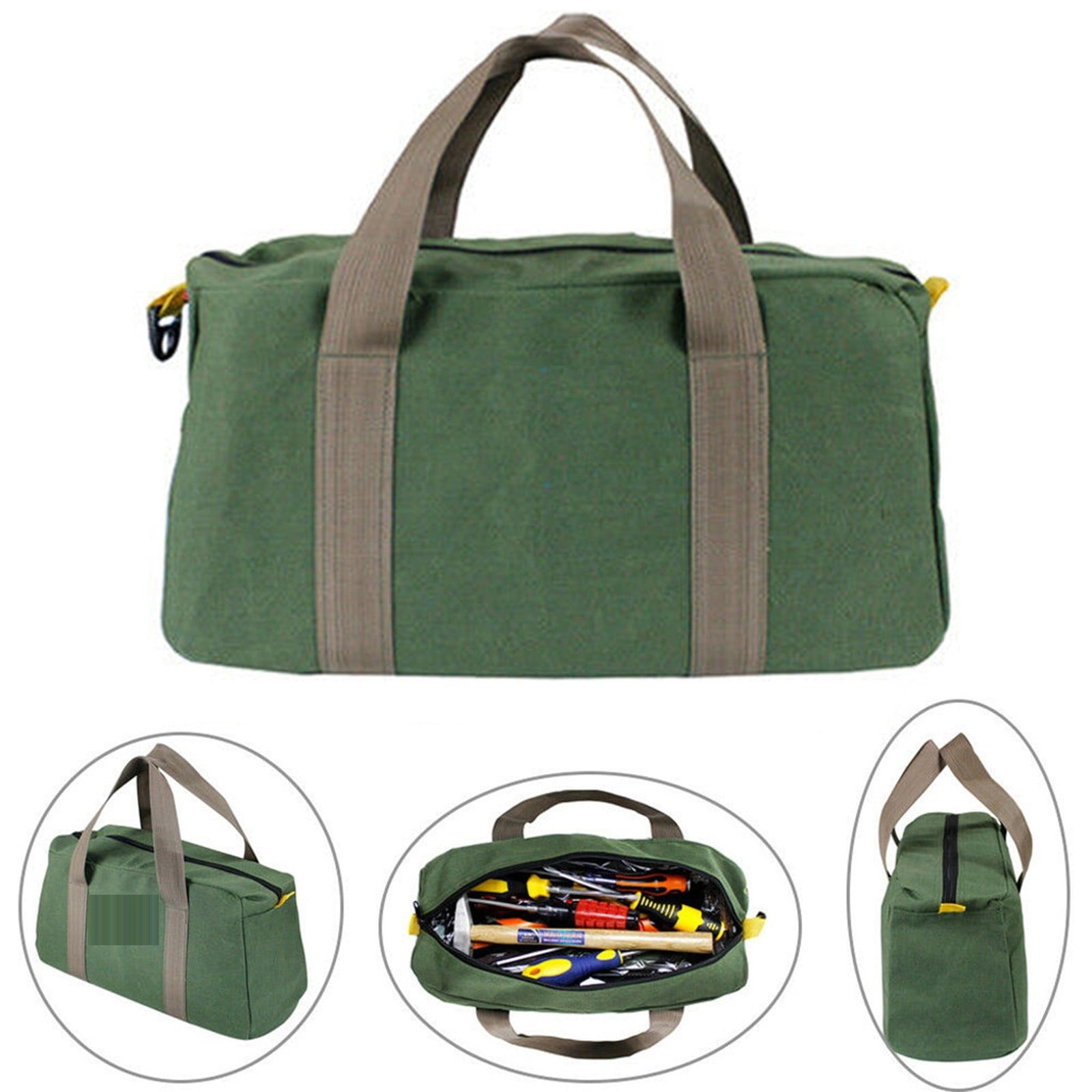 KUMHONW Wide Mouth Tool Bag, 10.63x7.09 in Canvas Heavy Duty High Capacity Handbag, Portable Multi-function Tool Bag for Storage , Screwdrivers, Plier, Nails