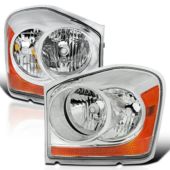 Spec-D Tuning Chrome Headlights Compatible with 2004-2006 Dodge Durango, Left   Right Pair Headlamps Assembly