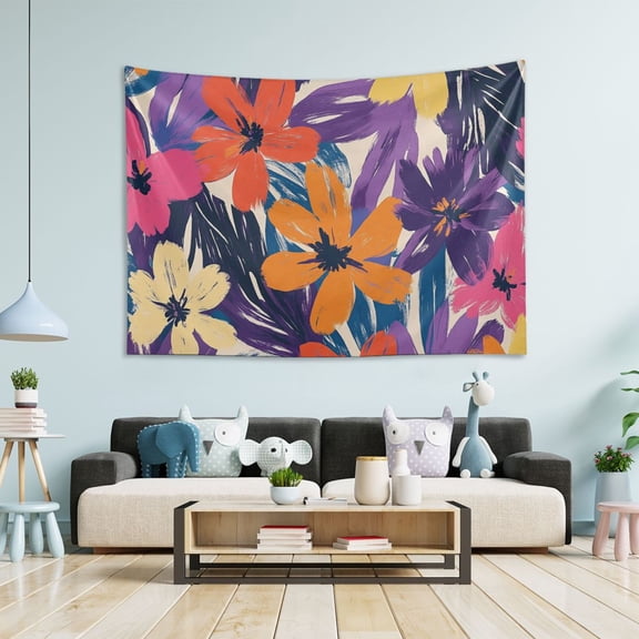 Yayeee Tapestry Wall Hanging for Bedroom 60" x 40" Living Room Home Wall Art Decor, Colorful Painted Flowers Pattern