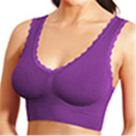 

SHerrylily Women s Solid Color V-Neck Underwireless Sports Bra Plus Size