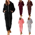 thumbnail image 4 of Mono de lana de Coral de talla grande para mujer, pijamas de Navidad, pijamas de una pieza, ropa de dormir cálida con capucha para mujer, Invierno, 4 of 4