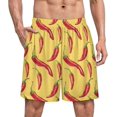 thumbnail image 1 of NICKSUN Shorts de Pyjama Amusants pour Hommes, Bas de Pyjama Courts Doux avec Poches, Dessin Animé Chili Jaune, P, 1 of 6