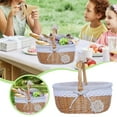 thumbnail image 1 of Wicker Storage with Gingham and Lace Trim Crochet Design Ideal for Home Picnic Use and Giving, 1 of 6