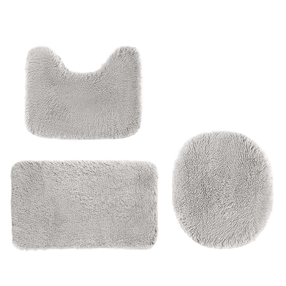 Juego de alfombrillas de baño con suave y absorbente forro polar de terciopelo antideslizante para inodoro y lavabo. Alfombrilla lavable a máquina para el suelo del baño de casa.