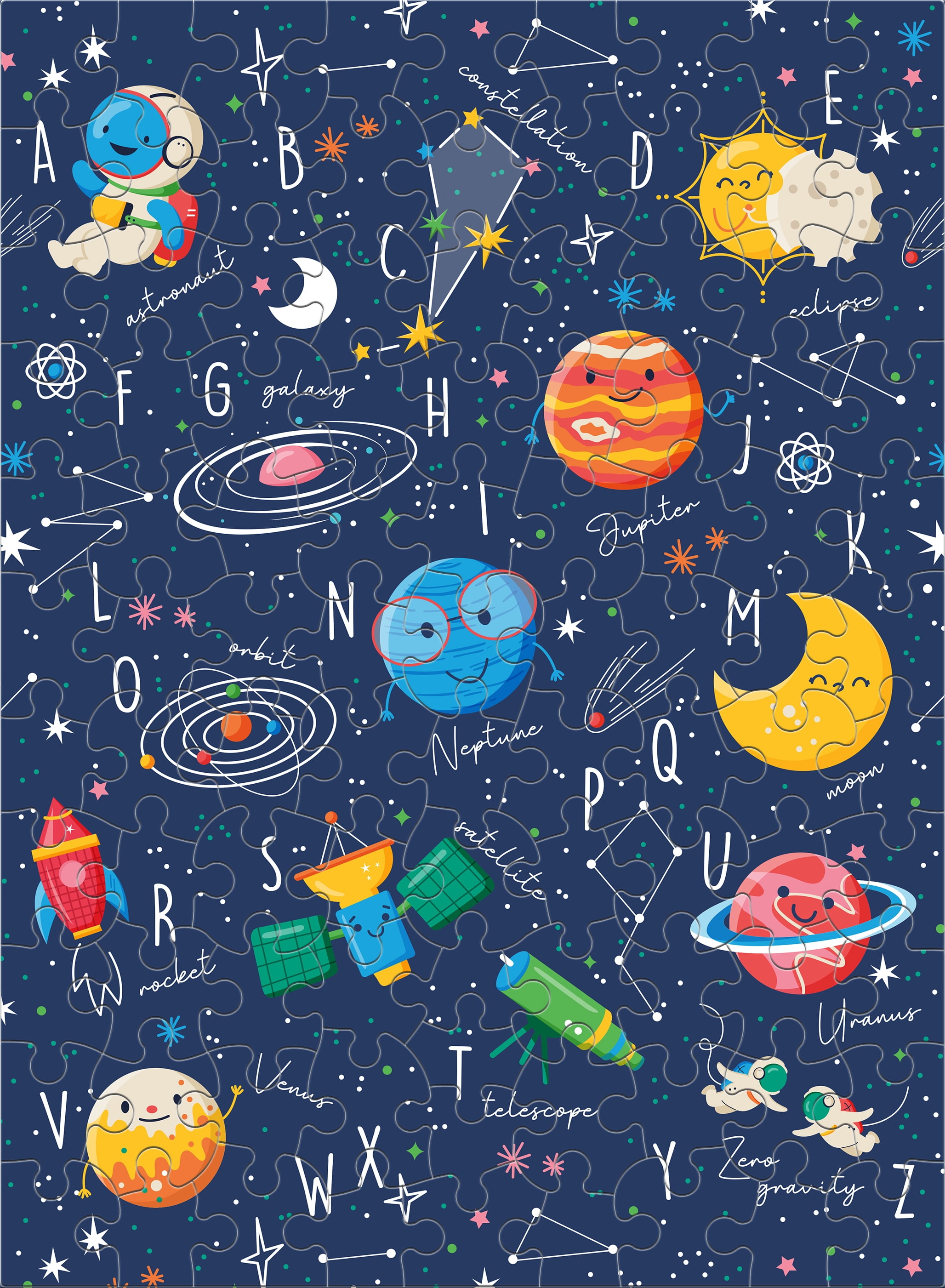 Ceaco 100 Piece Space Friends (Andrea Jasid Grassi) Interlocking Jigsaw Puzzle