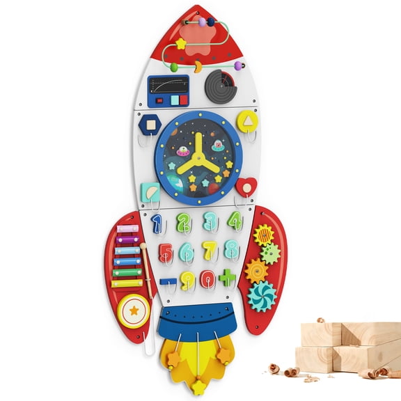 BlueWood Rocket Sensory Busy Board: Super Fun Brain-Boosting Activity Wall for Kids