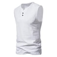 thumbnail image 1 of Men's Wide Shoulder Vest Collar Sleeveless T-Shirt Men's Vest Solid Color Bottom T-ShirtL, 1 of 3