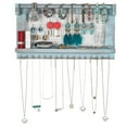 thumbnail image 2 of IVV Wall Mounted Hanging Jewelry Organizer, Earring and Necklace Hanger with Bracelet Shelf, Rustic Wood Jewelry Holder Storage Display Rack, Blue, 16.4"L x 3.2"W x 9.5"H, 2 of 7