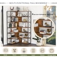 thumbnail image 4 of Resenkos 7-Tier Bookcase Home Office Bookshelf,L-Shaped Corner Bookcase with Metal Frame,Industrial Style Shelf with Open Storage,Brown, 4 of 8