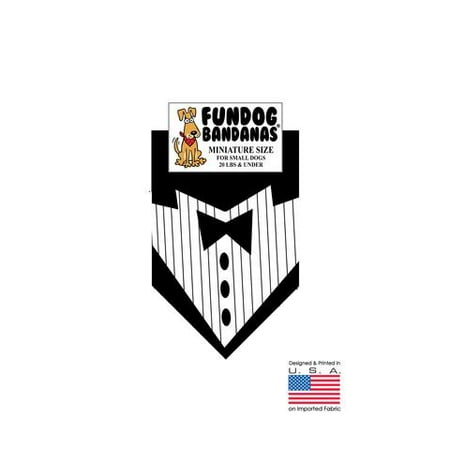 Dog Bandana Small MINI Fun Dog Bandana - Tuxedo Bandana - Miniature Size for Small Dogs under 20 lbs, black pet scarf ()