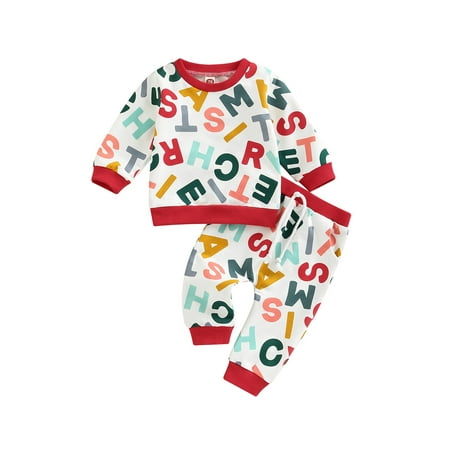 

Binpure Unisex Infant Christmas Print Long Sleeve Pullover Top+Drawstring Pants