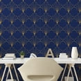 thumbnail image 2 of Ambesonne Art Deco Peel & Stick Wallpaper for Home, Navy Vintage Line Shells, 13"x100", Navy Blue and Sand Brown, 2 of 5