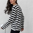thumbnail image 4 of VISALY Pullover Crewneck Sweatshirt Striped Sweater Round Neck Knitted Pure Color Sweater Autumn Winter Classic Top Sweaters Crochet Sweaters Sweatshirts Loose Fit Hoodie Fitted Sweater Black L, 4 of 7