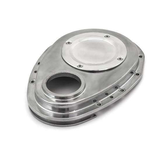 Speedmaster PCE265.1061 Compatible with Chevy SBC 350 2-Piece Polished Aluminum Timing Chain Cover w/ Inspection Plate