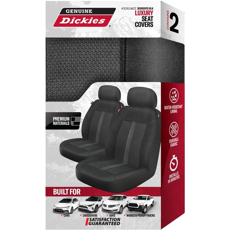 Genuine Dickies 2-Piece Black Kodiak Vegan Leather Car Seat Covers