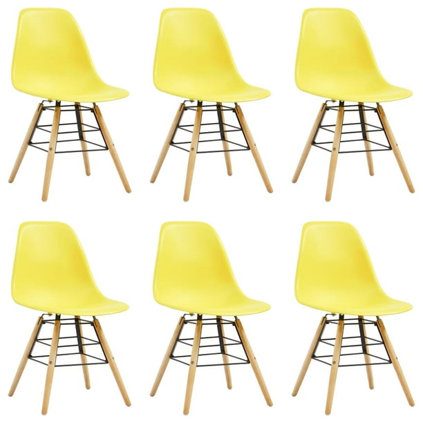 Greensen Dining Chairs 6 Pcs Yellow Plastic Hot Sale Walmart Com Walmart Com