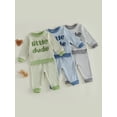 thumbnail image 3 of Loicainy Baby Toddler Boy Fall Outfits 6 12 18 24 Month 2T 3T Letter Embroidery Long Sleeve Round Neck Striped Tops and Elastic Waist Pants Clothes Set, 3 of 9