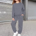 thumbnail image 3 of UACY 2 Piece Sweatsuits for Boys Girls School Athletic Outfit Fall Winter Tracksuit Pullover Sweatshirt (Dark Gray, 6-7 Years), 3 of 7