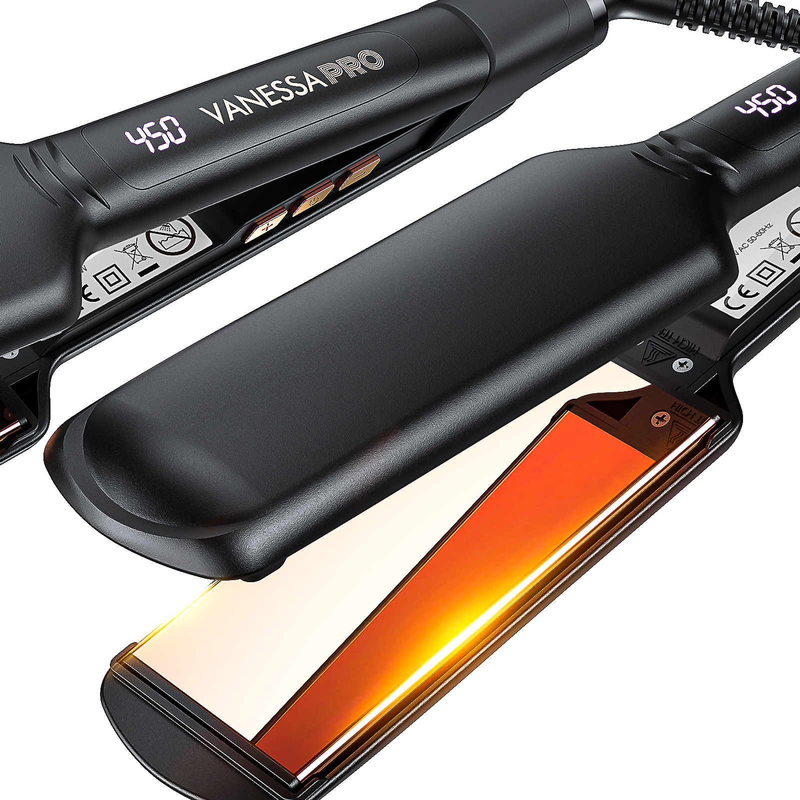 VANESSA PRO Hair Straightener Flat Iron for Thick Hair 100 Pure Titanium Wide Flat Iron for One Pass to Achieve a Sleek Look Professional Hair