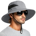 thumbnail image 2 of Bucket Hats for Men Women CQXIDFH Unisex Mesh Sun Hat, Wide Brim UV Protection Cap, Breathable Headwear for Fishing Beach Outdoor Use, Cowboy Hat (Grey, One Size), 2 of 7
