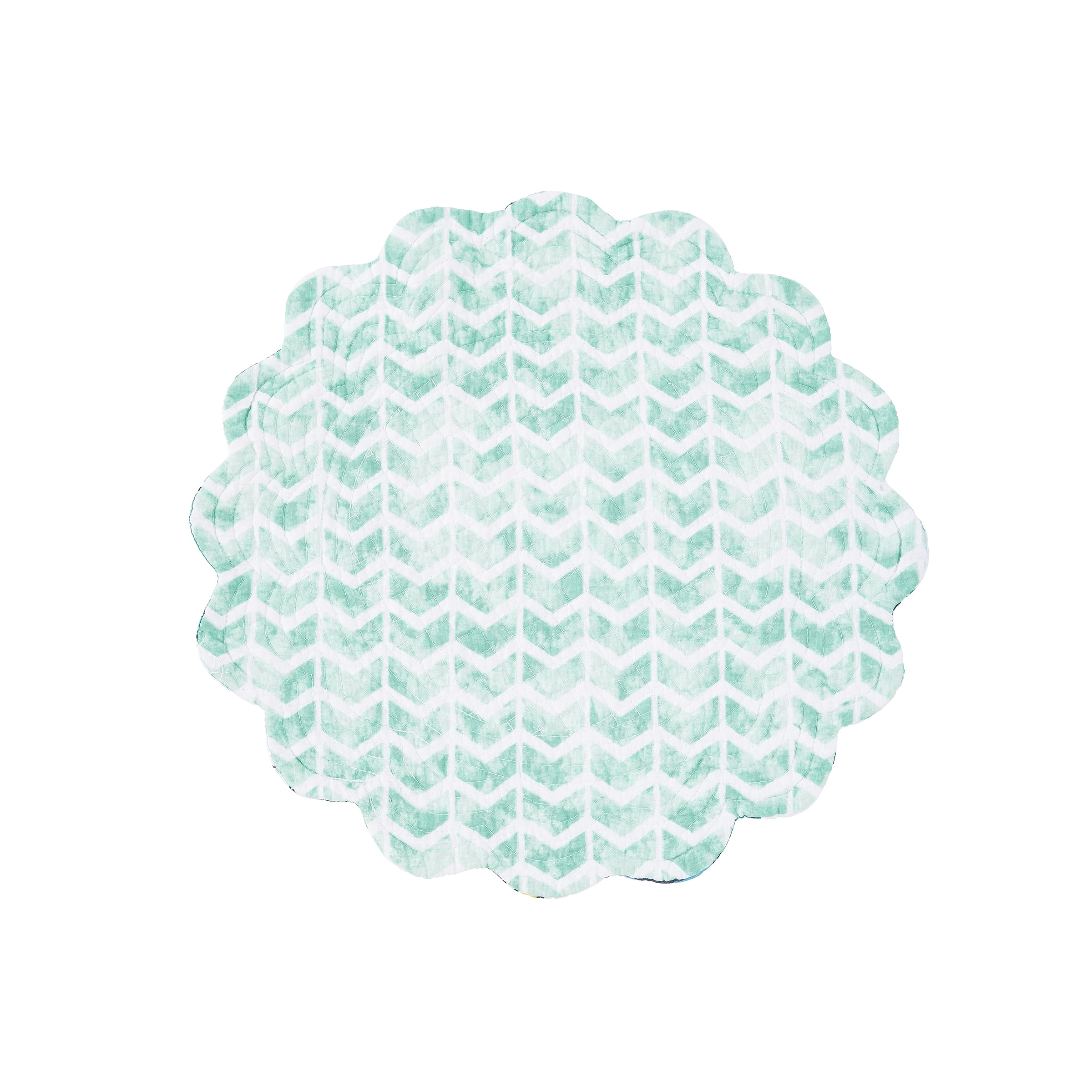 Dockside Cotton Quilted Round Reversible Placemats Set of 6, 17"