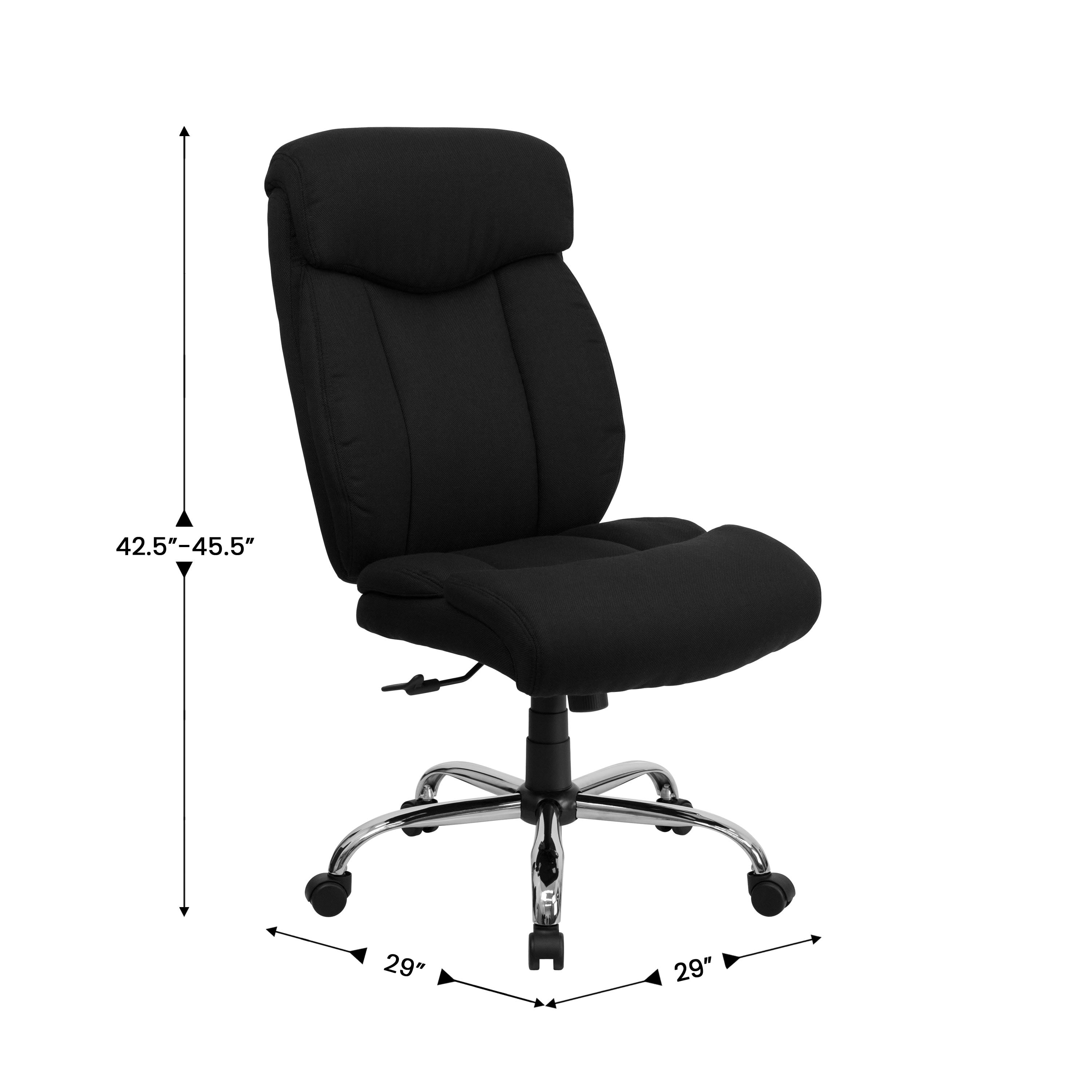 Emma + Oliver 400 lb. Big & Tall High Back Black Fabric Full Headrest Ergonomic Office Chair