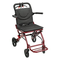 Aqzb Foldable Transport Wheelchairs for Adults, Lightweight 18.5lbs Travel Wheelchair with 8" Rear Wheels & Hand Brakes, Portable Aluminum Alloy Wheelchair, Supports 175lbs Capacity