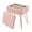Pink-Teddy fleece, variant on Vanity Stool Chair with Storage,Faux Fur Ottoman with Metal Legs and Anti-Slip Feet for Makeup Bedroom Living Room,15.7"L x 11.8"W x 19.4"H